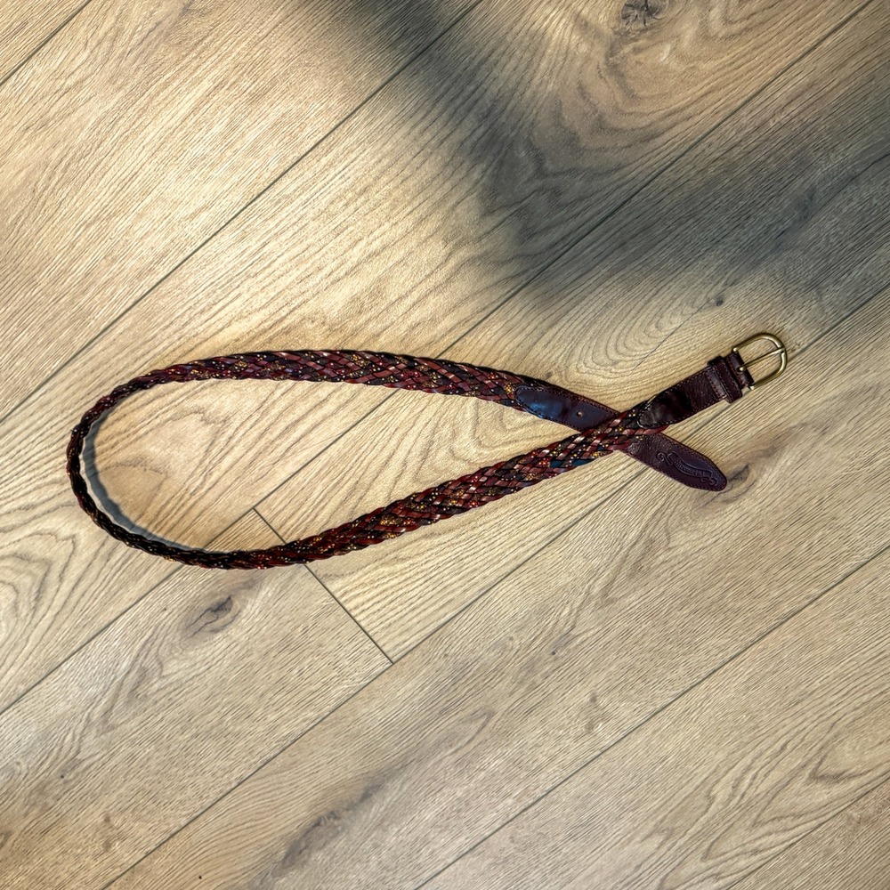 Vintage VTG Y2K 2000's 00's Brown Braided Woven Leather Belt Boho Western